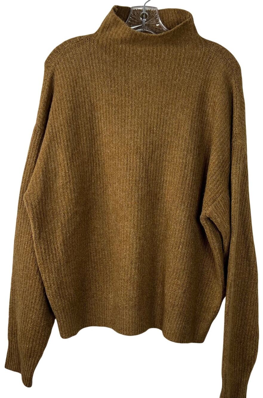 Stitch+Feather Women's Casual Brown Pullover Ribbed Sweater Long Sleeves Size L